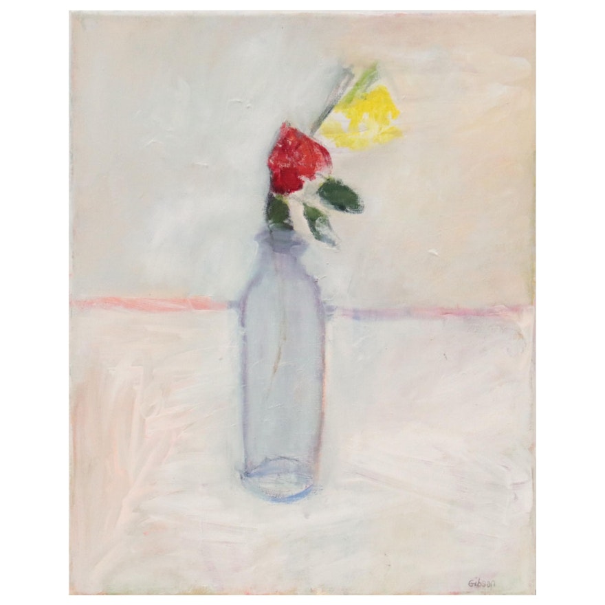 Georgann Gibson Still Life Oil Painting "Two Roses," 2021