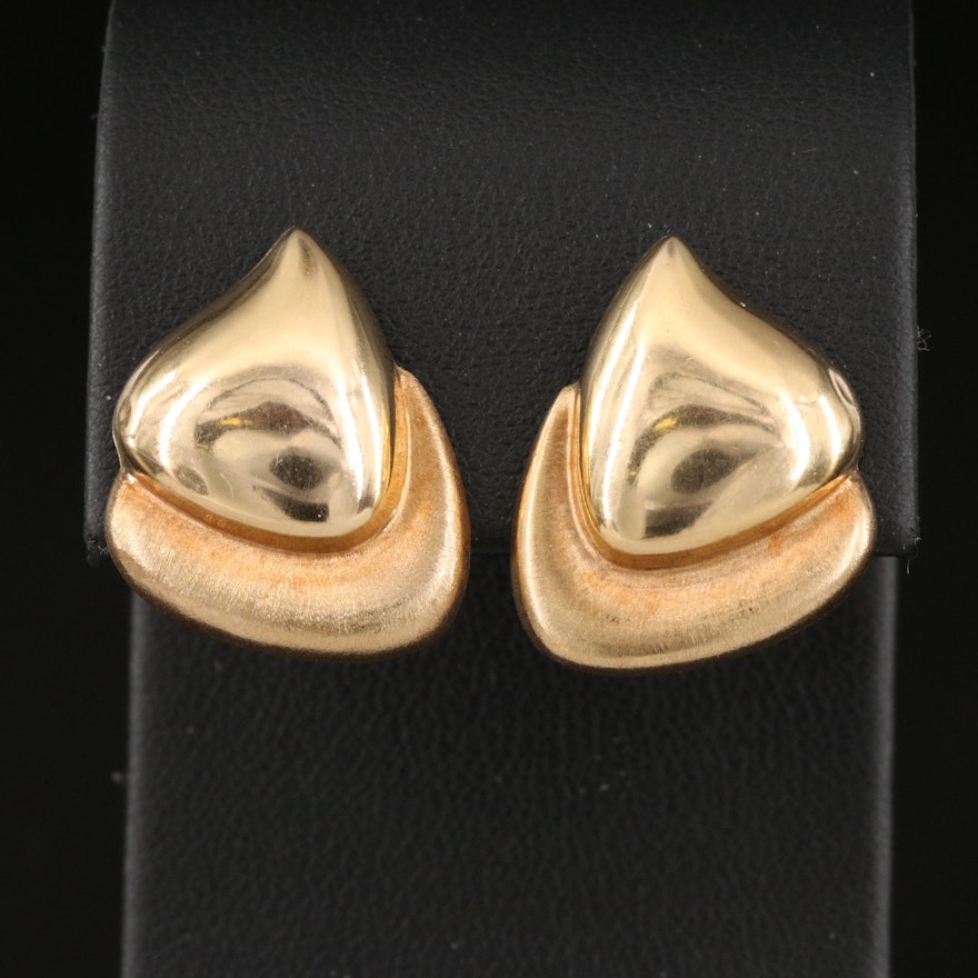 Italian 14K Freeform Earrings with Florentine Accents