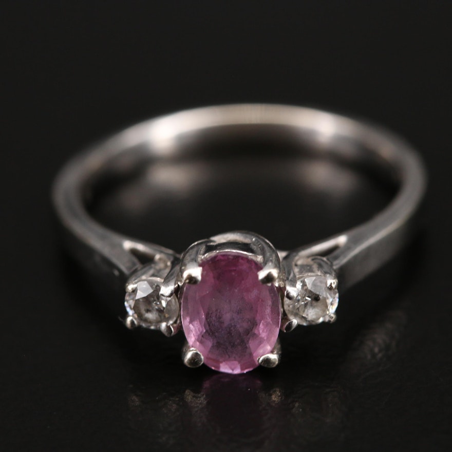 14K Sapphire and Diamond Three Stone Ring
