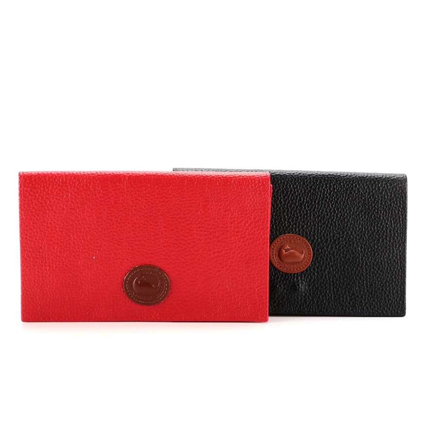 Dooney & Bourke Set of Foldover Clutches in Red and Black Pebbled Leather
