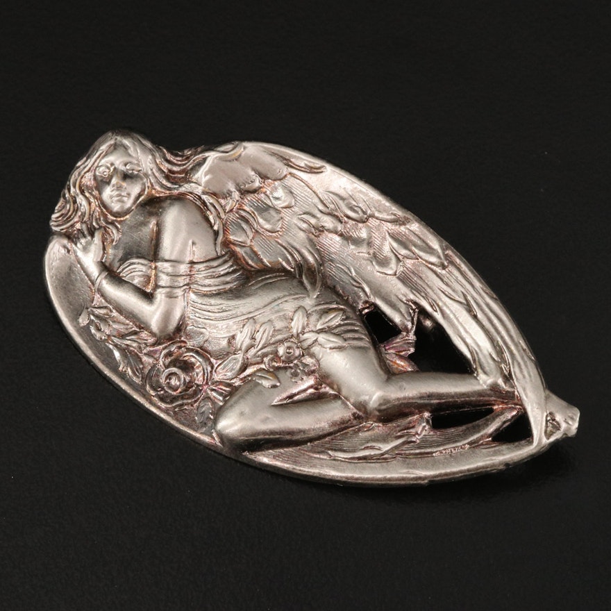 Repoussé Angel Brooch