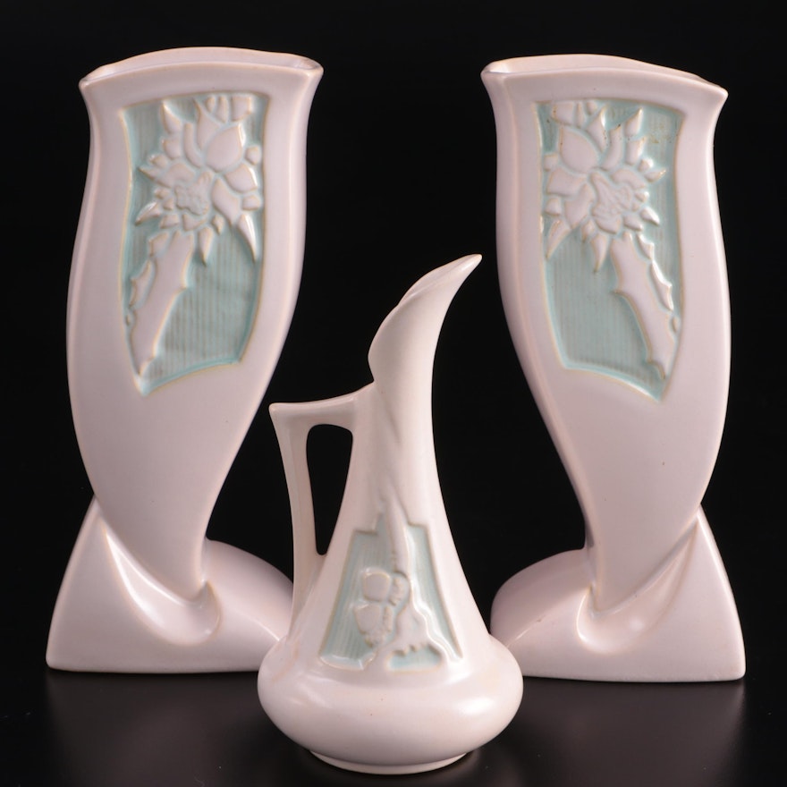 Roseville Pottery "Silhouette" Vases and Ewer, Mid-20th Century