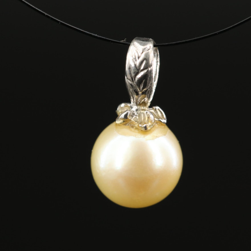 14K Pearl Foliate Pendant