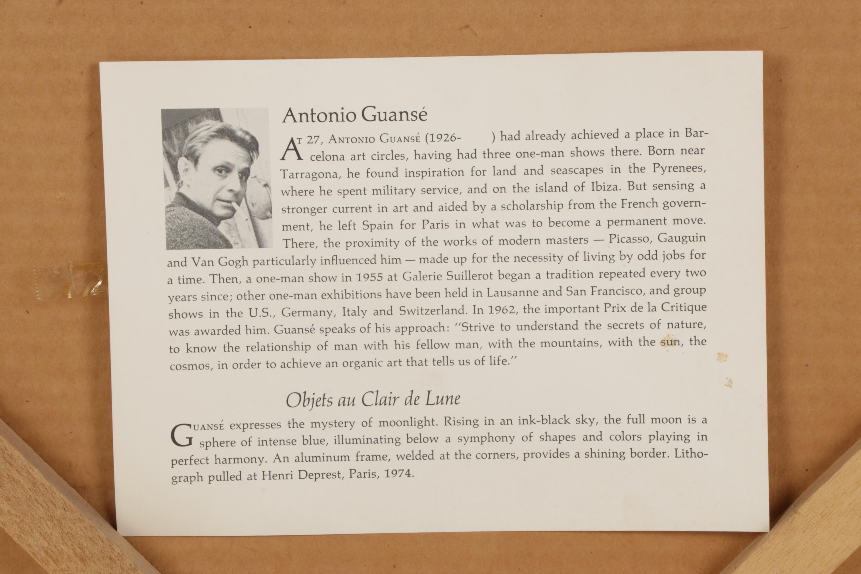 Antonio Guansé Brea Serigraph "Objets au Clair de Lune"