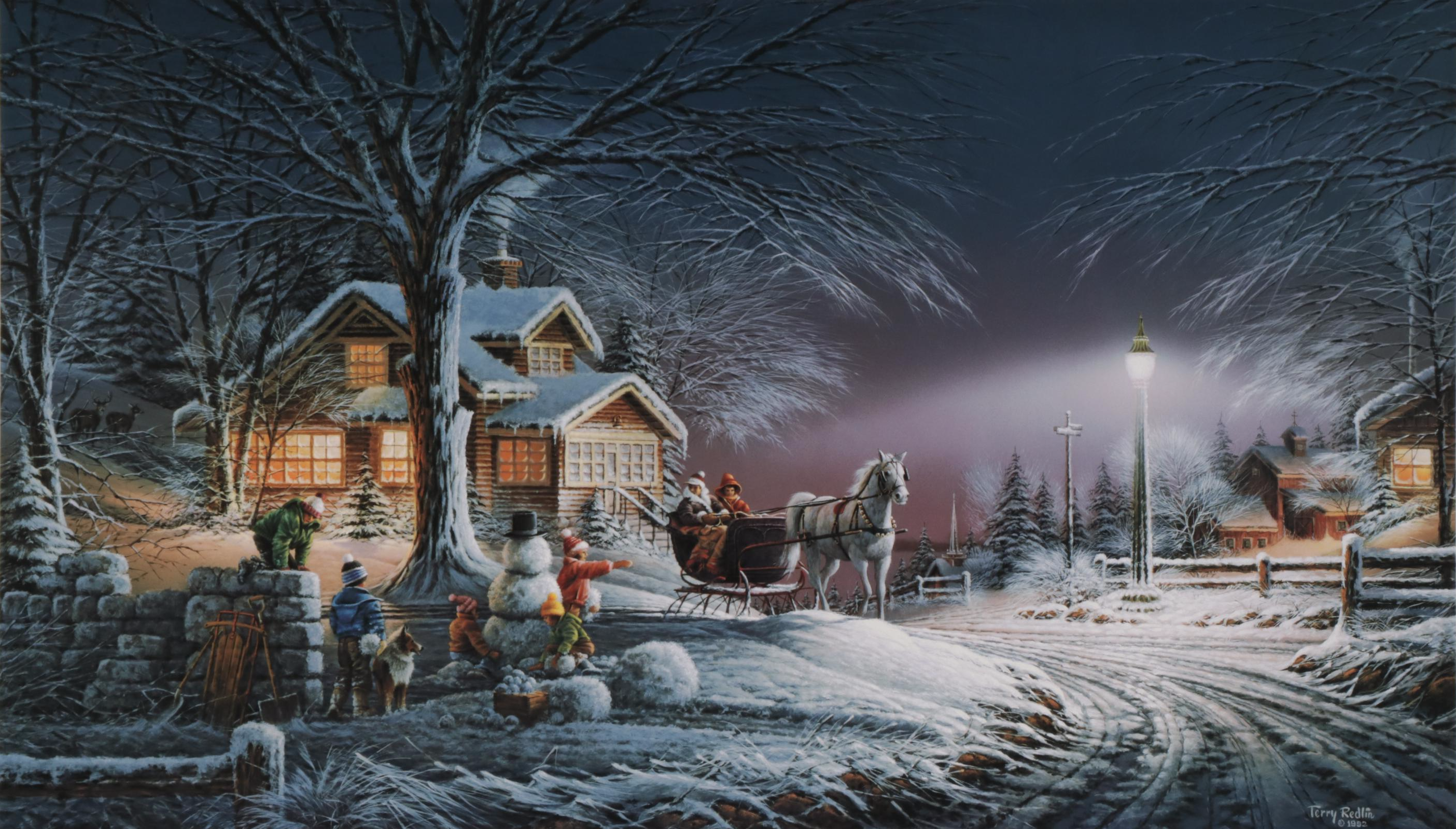 Terry Redlin Offset Lithograph "Winter Wonderland," 1992
