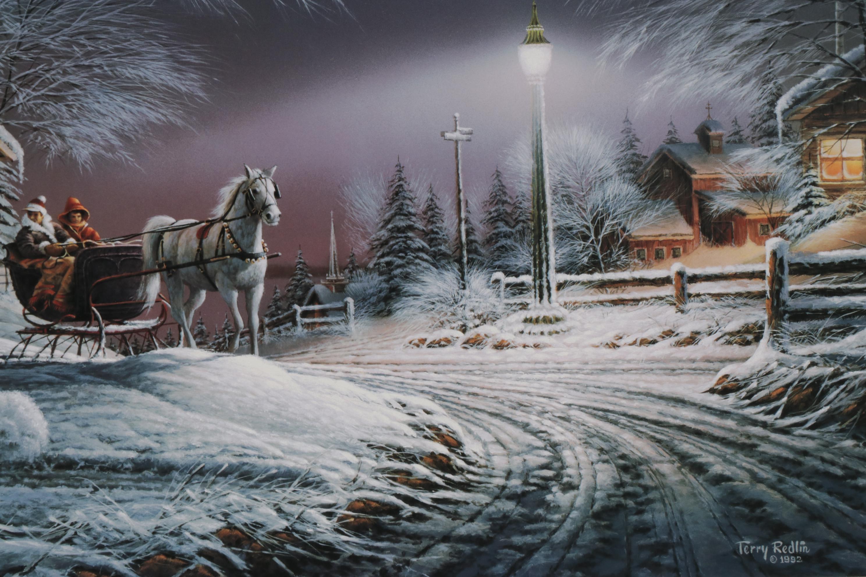 Terry Redlin Offset Lithograph "Winter Wonderland," 1992