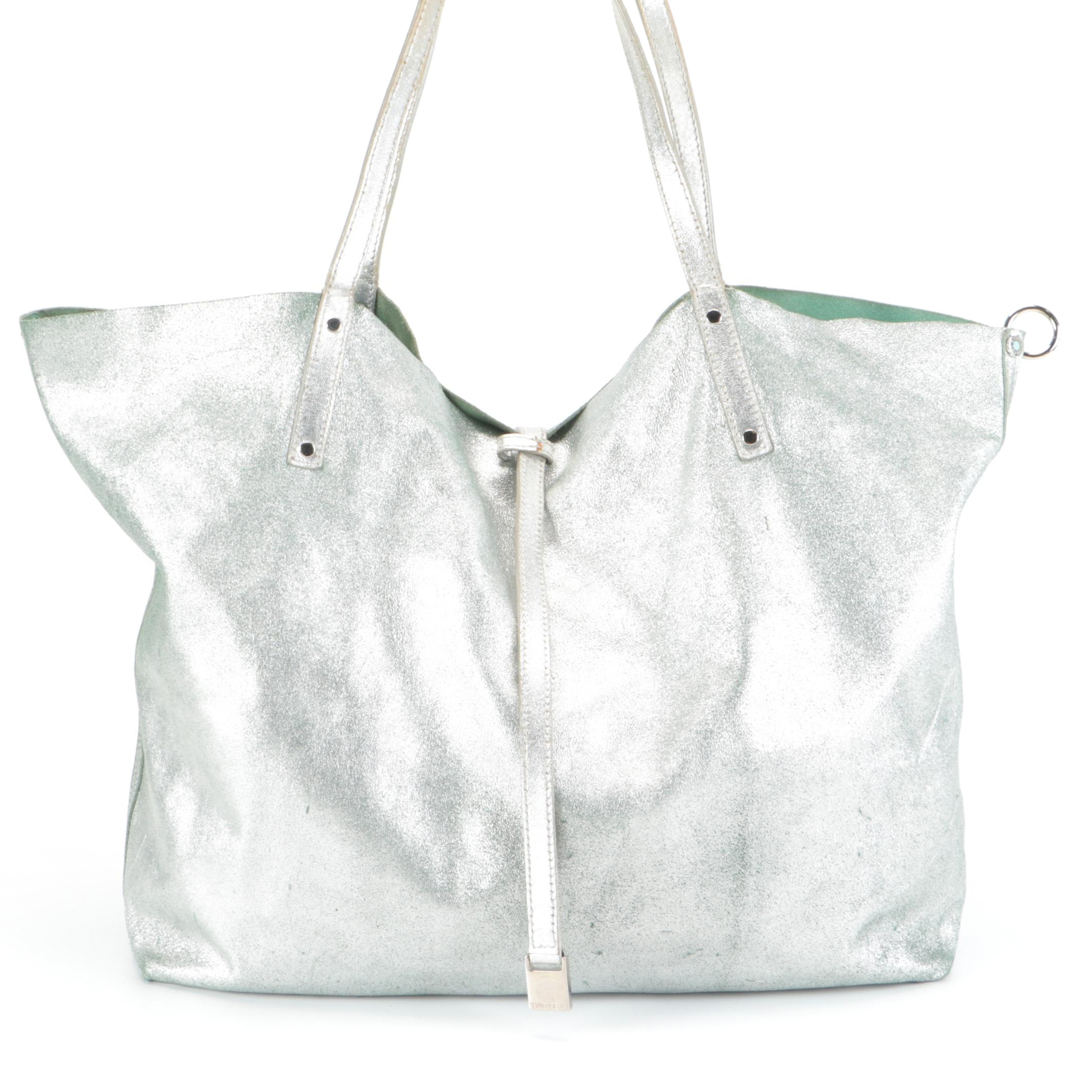 Tiffany & Co. Reversible Tote Bag in Metallic Leather and Tiffany Blue® Suede