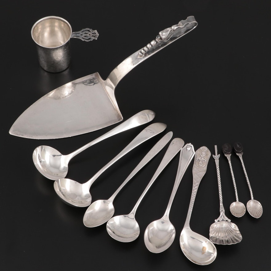 F. Ramirez Mexican Sterling Silver Cake Server with Other Coin and Sterling