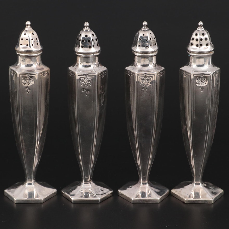 International Silver and Other Sterling Silver Shakers, Mid-20th Century