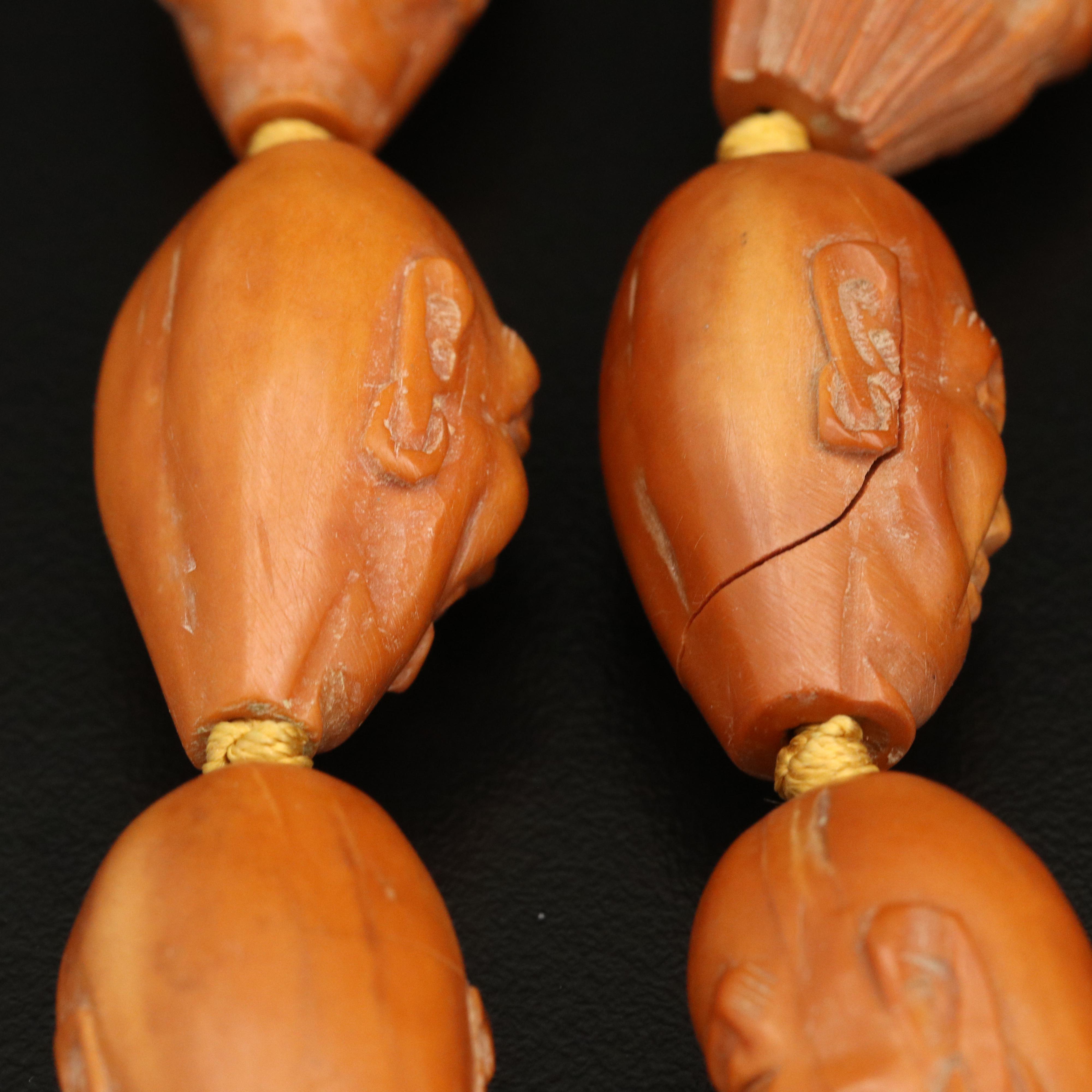 Chinese Hand Carved Eighteen Buddhist Lohan Arhat Face Prayer Beads