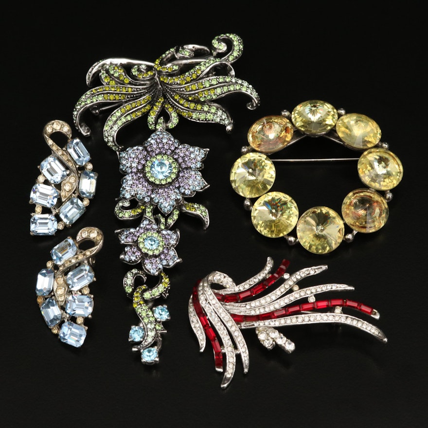 Clip Earrings and Rhinestone Brooches Including Carolee Limited Edition