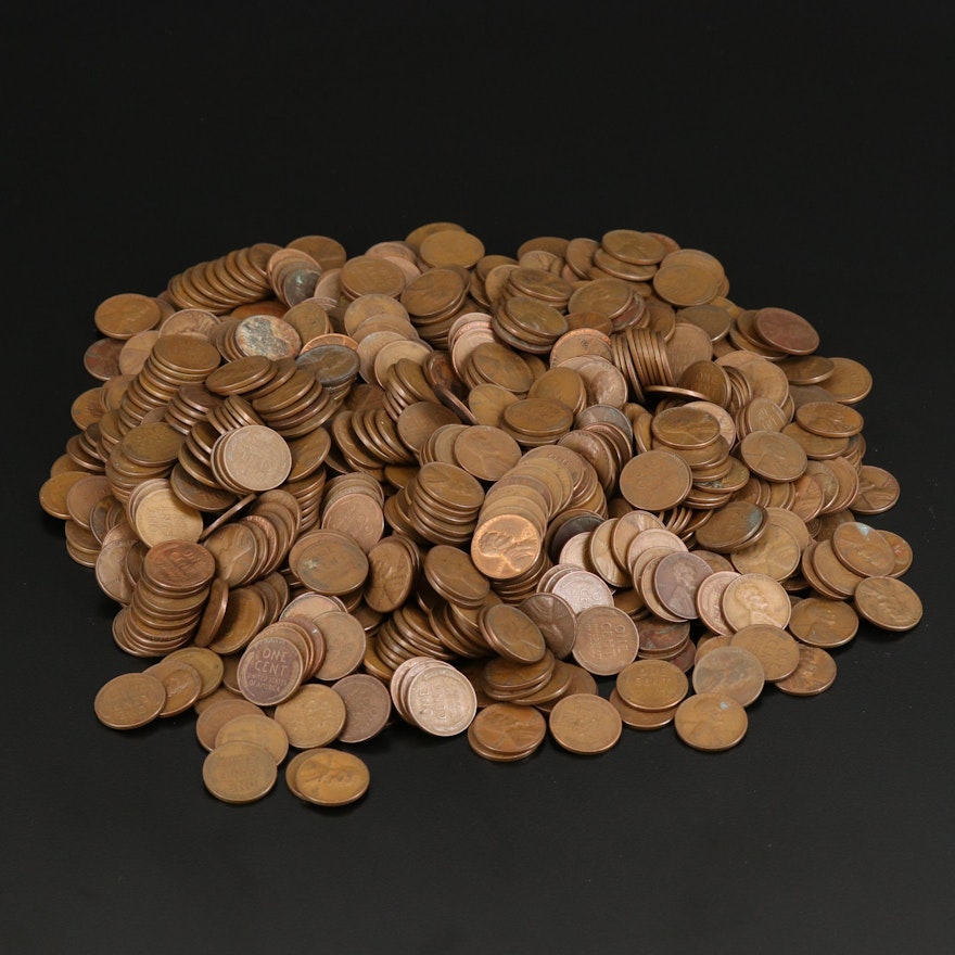 Large Collection of Assorted Date Lincoln Wheat Cents, 1920s–1950s