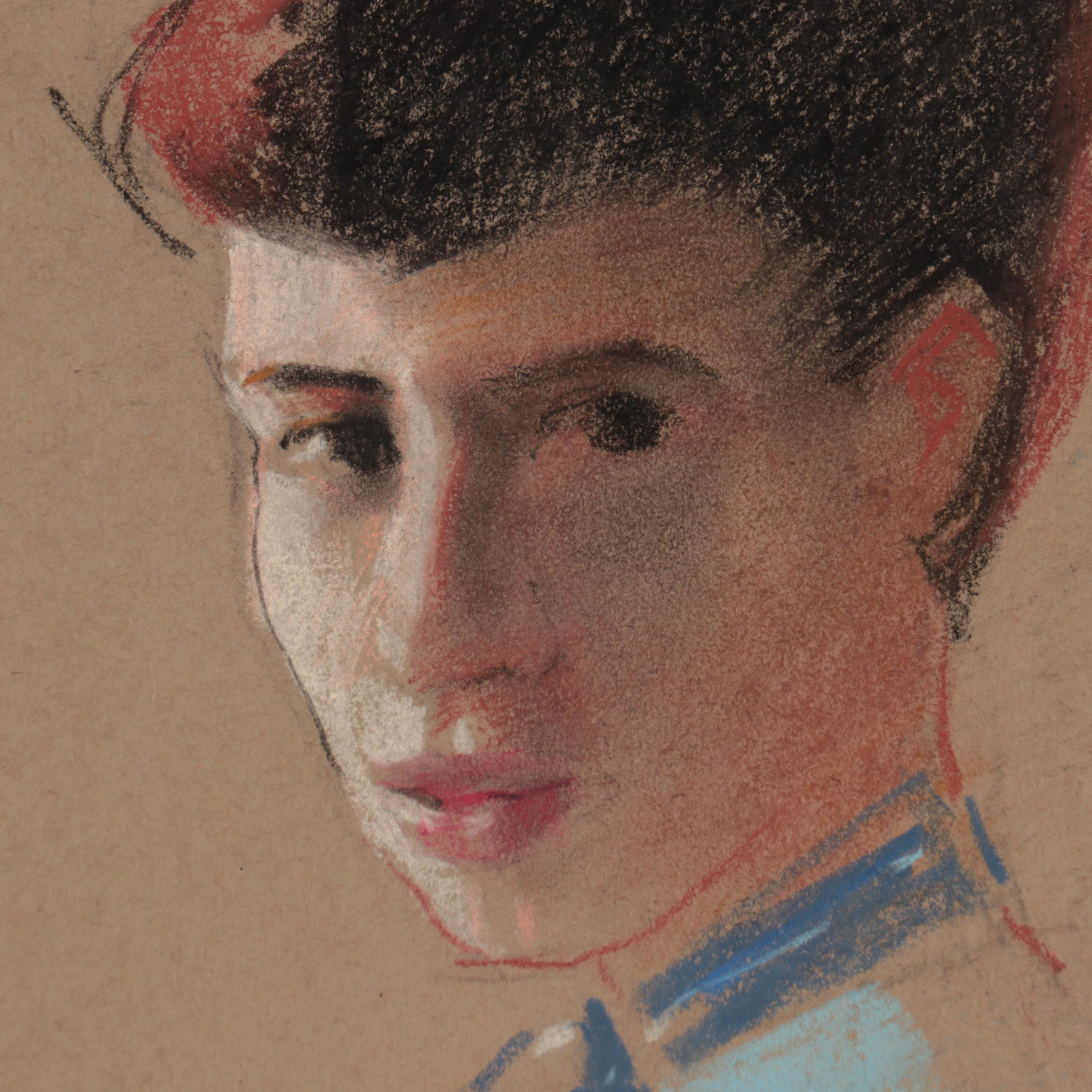 Edmond J. Fitzgerald Pastel Portrait of a Woman, Mid-20th Century