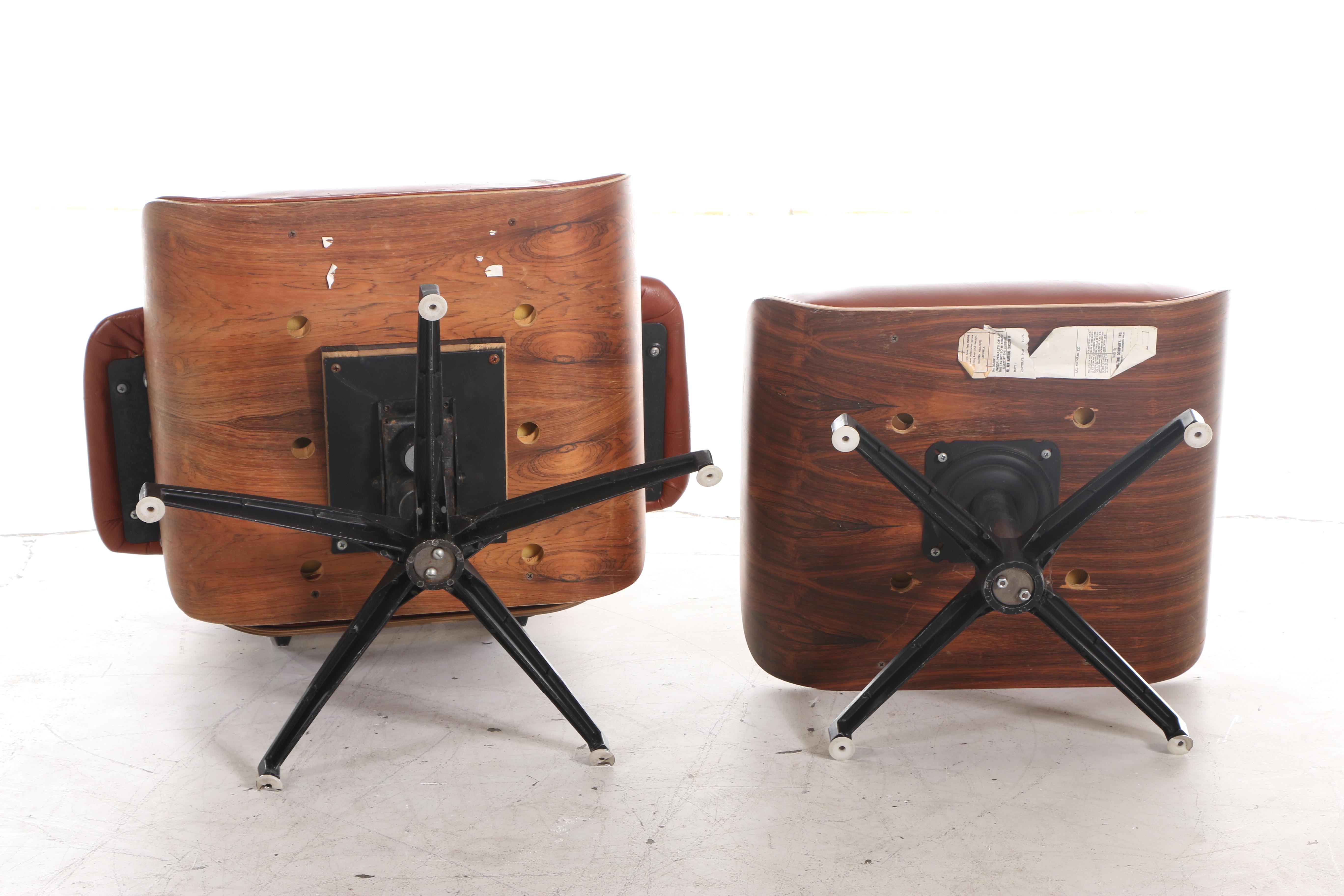 Charlton Company Mid Century Modern Walnut Eames Style Lounge Chair and Ottoman