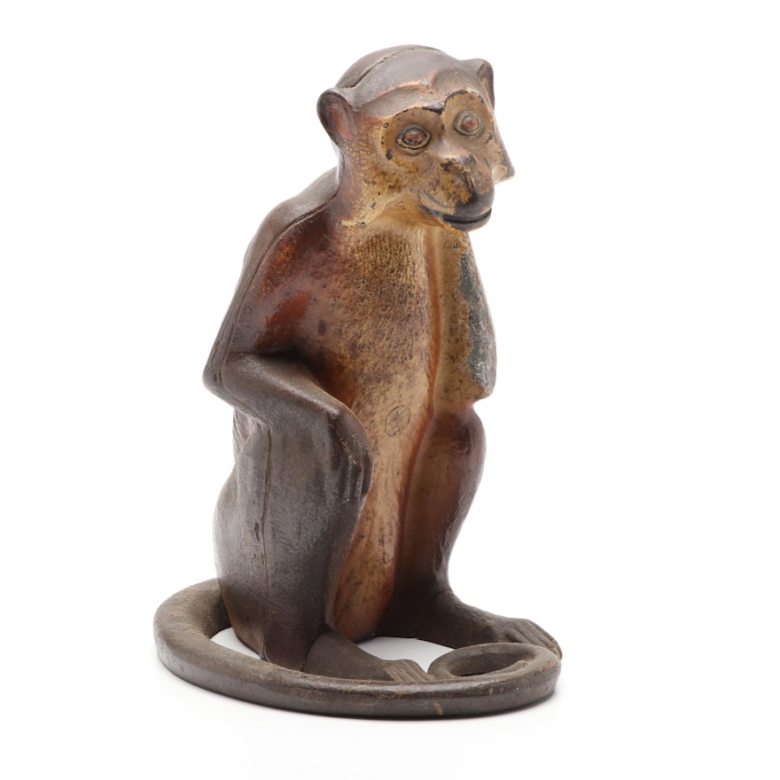 Monkey by Hubley Cast Iron Doorstop, Circa 1930