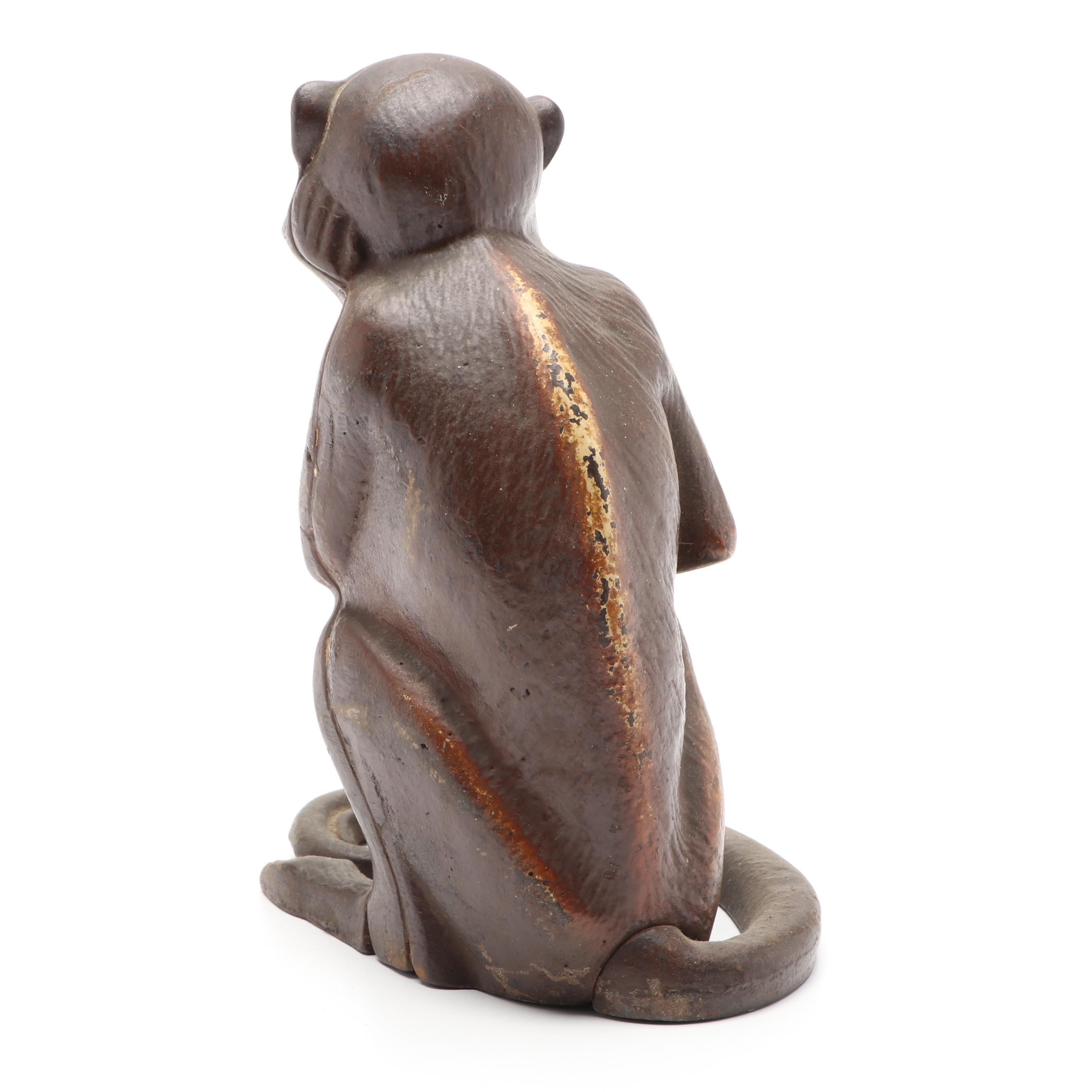 Monkey by Hubley Cast Iron Doorstop, Circa 1930