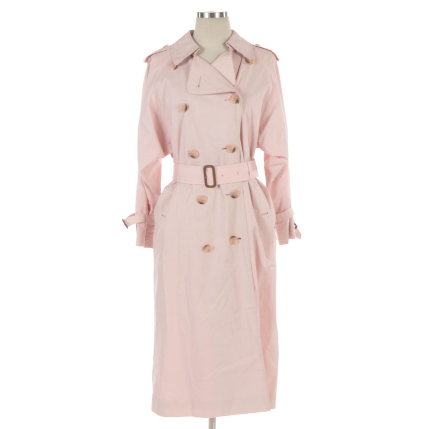 Burberrys Pink Double-Breasted Trench Coat with Belt