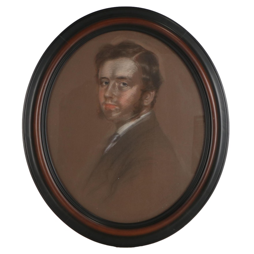 Anthony de Solomé Portrait Pastel Drawing of a Gentleman, 1859