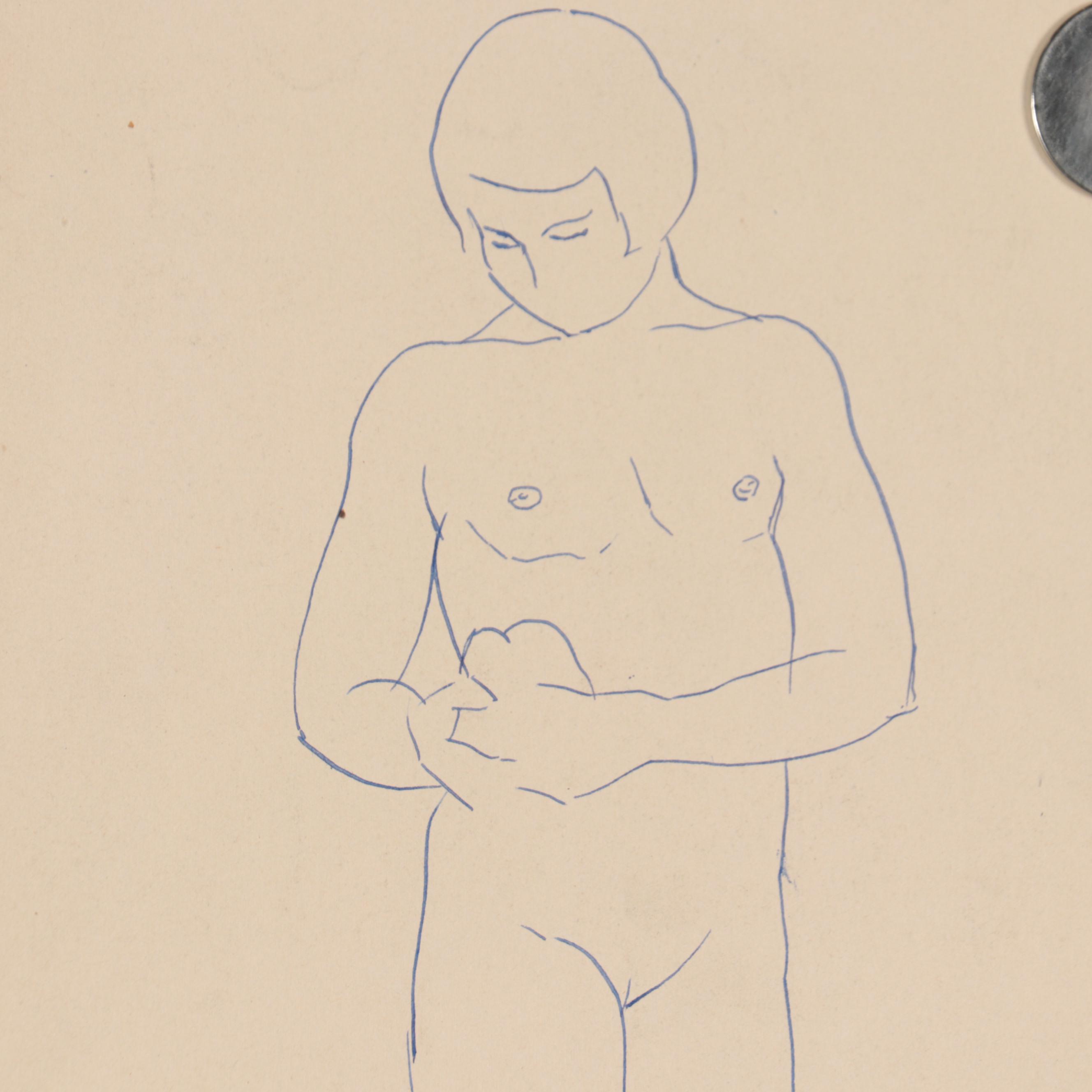 Edmond J. Fitzgerald Figural Nude Drawings, Mid-20th Century