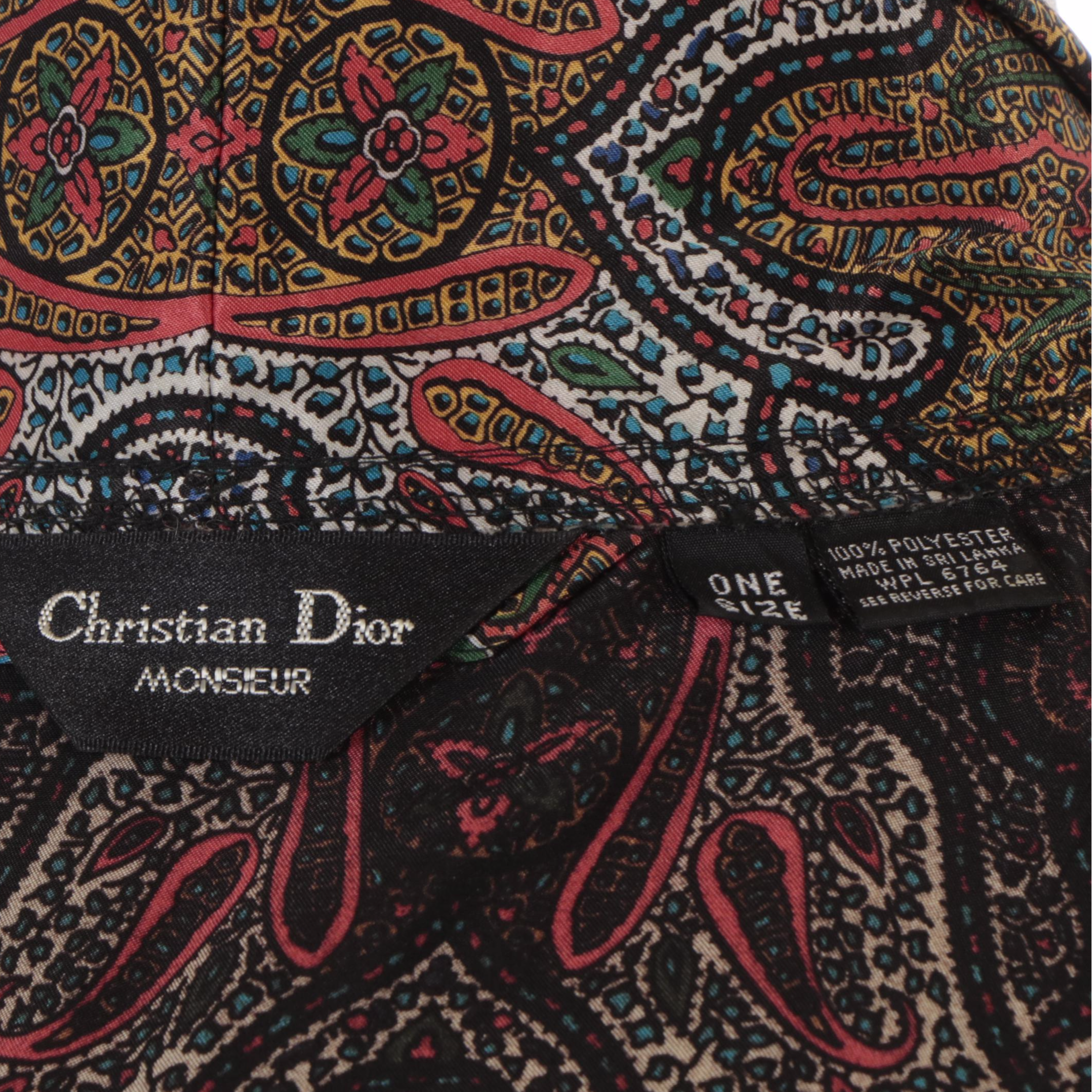 Men's Christian Dior Monsieur Paisley Satin Robe with Tie Sash Belt