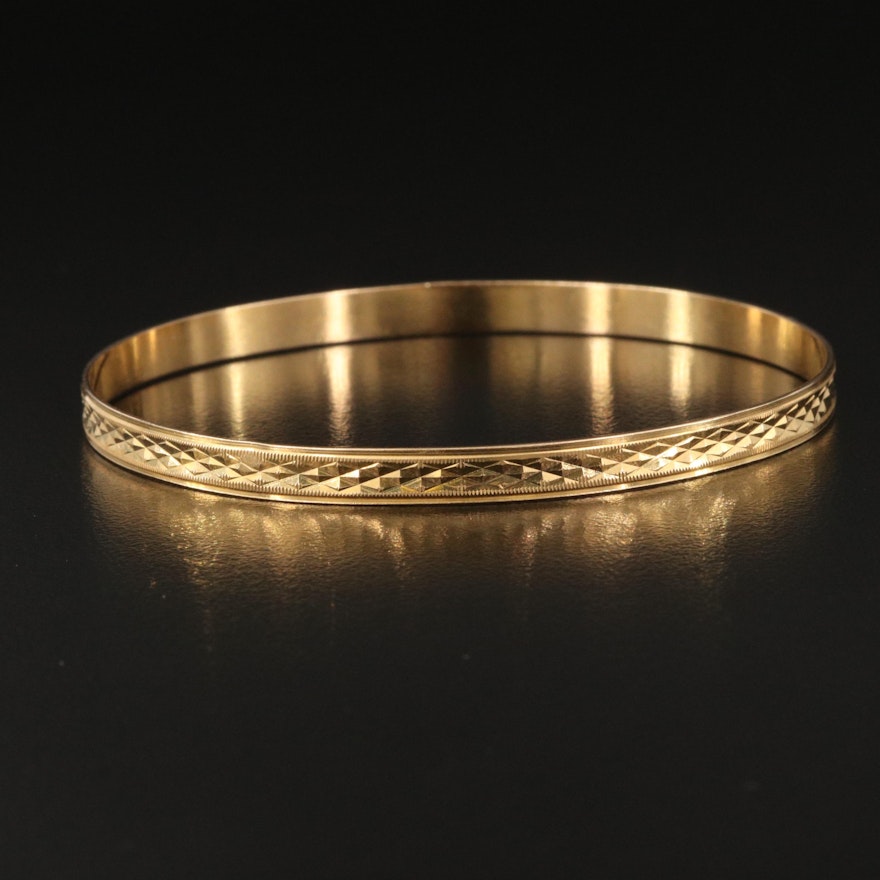 Vintage Iranian 18K Patterned Bangle