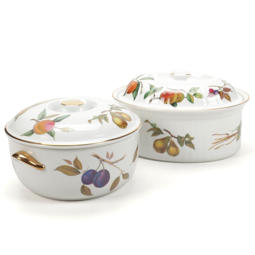 Royal Worcester "Evesham Gold" Porcelain Lidded Casserole Dishes