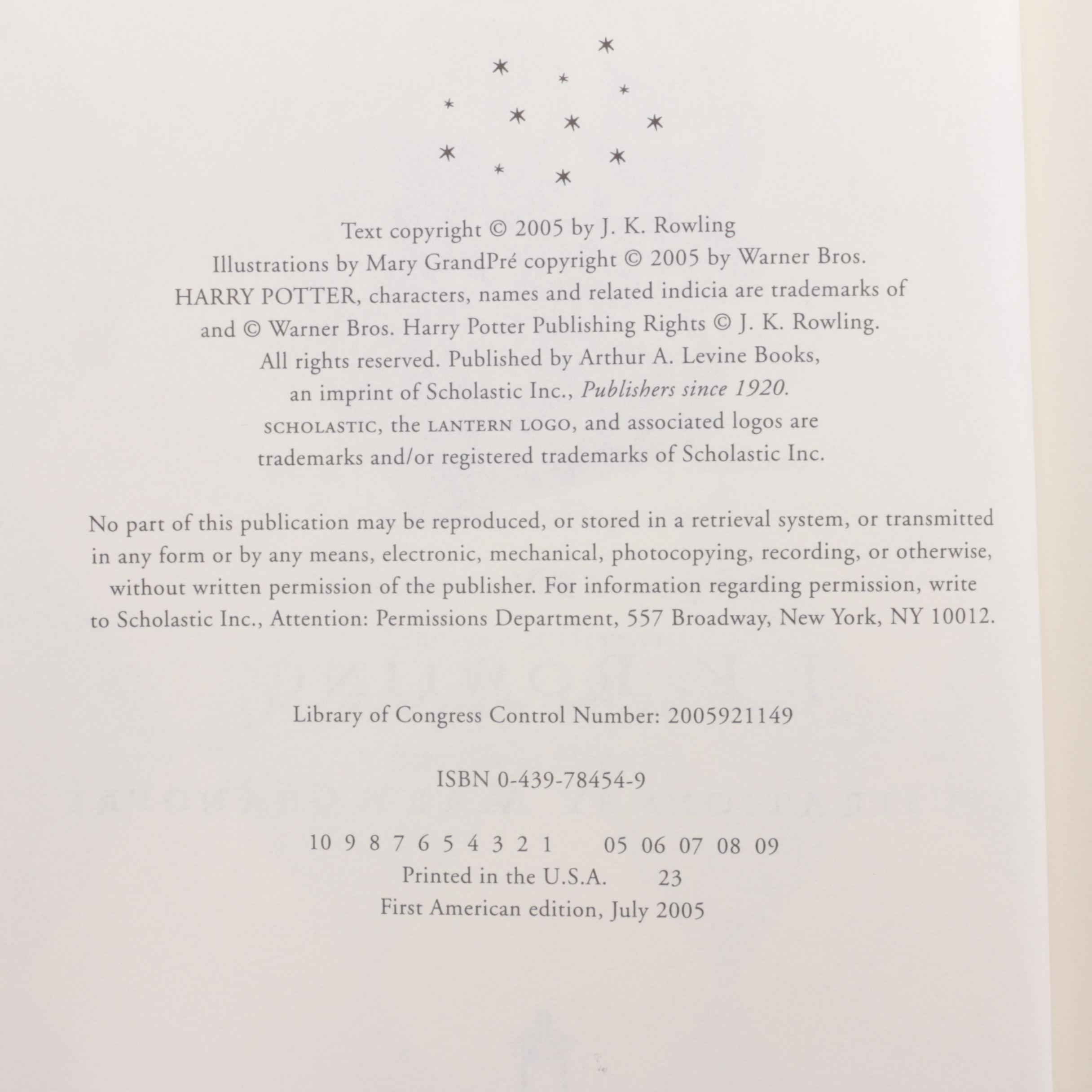 First American Edition "Harry Potter" Partial Set by J. K. Rowling, 2003–2007