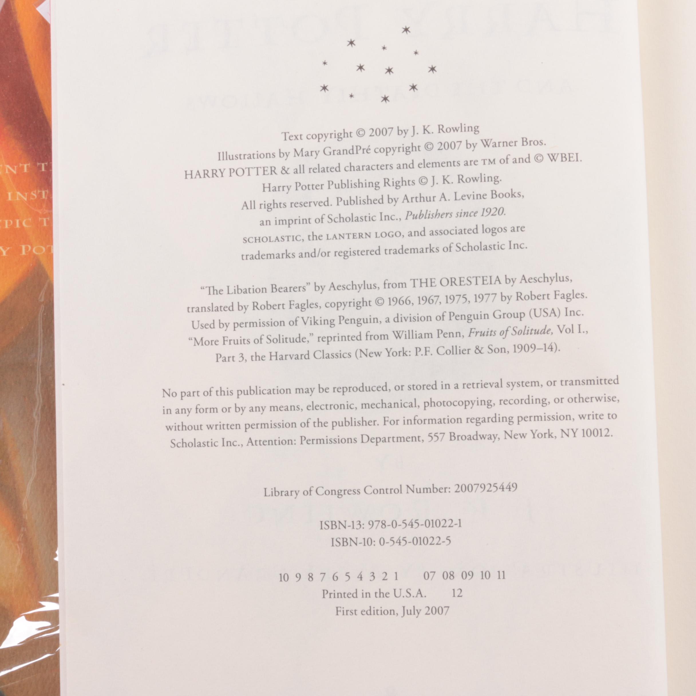 First American Edition "Harry Potter" Partial Set by J. K. Rowling, 2003–2007