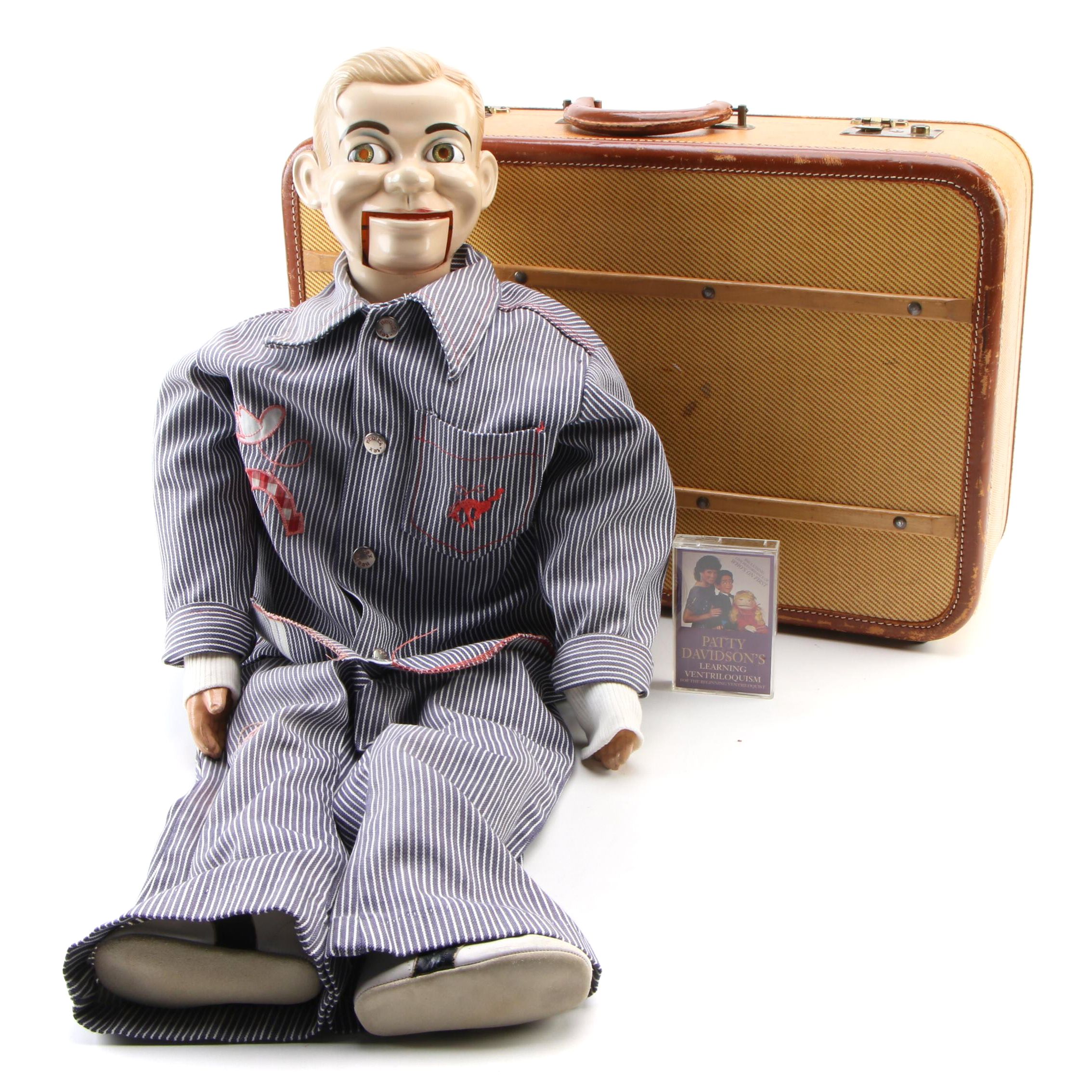 Ventriloquist Dummy with Travelling Case and Patty Davidson Training Tape