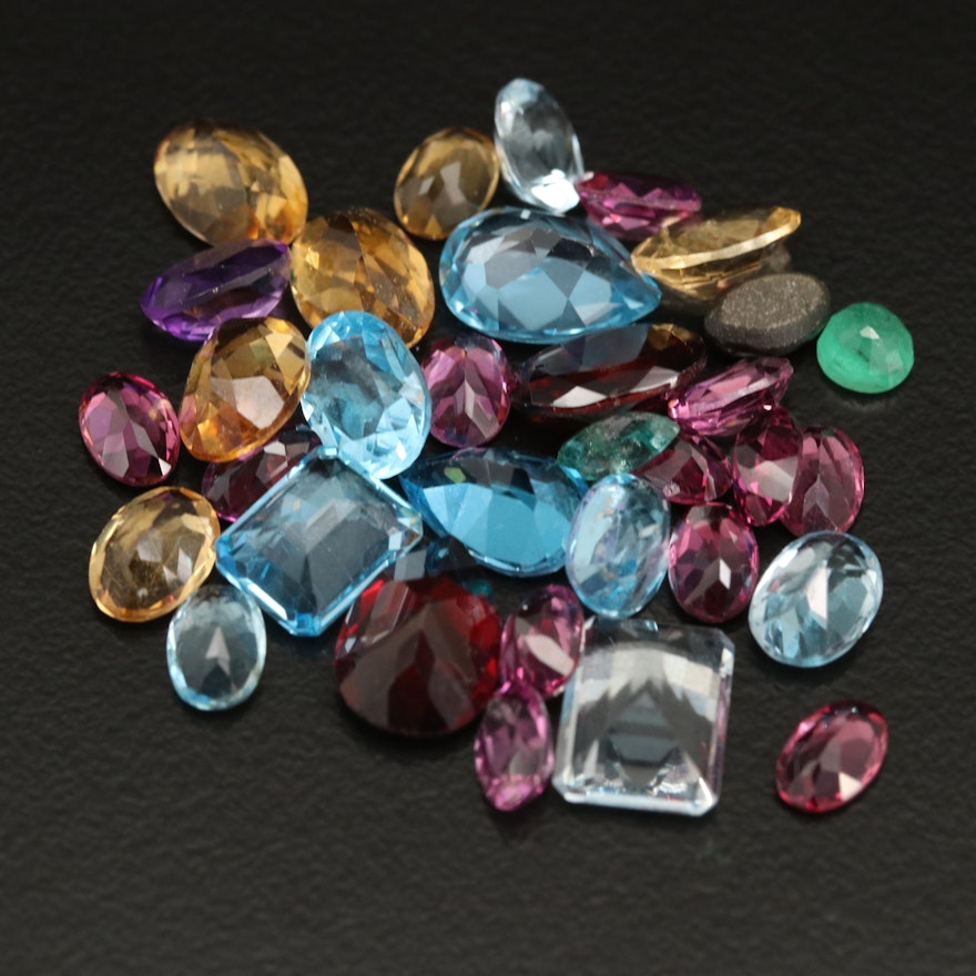Loose Mixed Gemstones with Swiss Blue Topaz, Citrine and Garnet