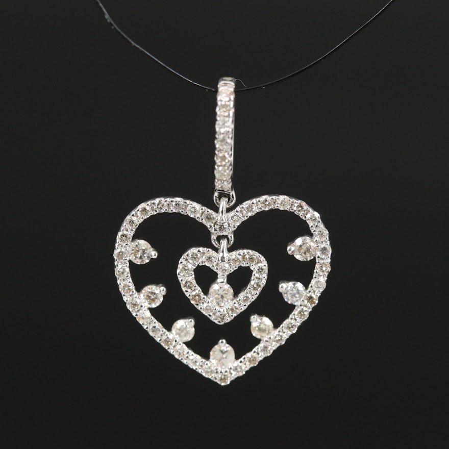 14K Diamond Heart Pendant