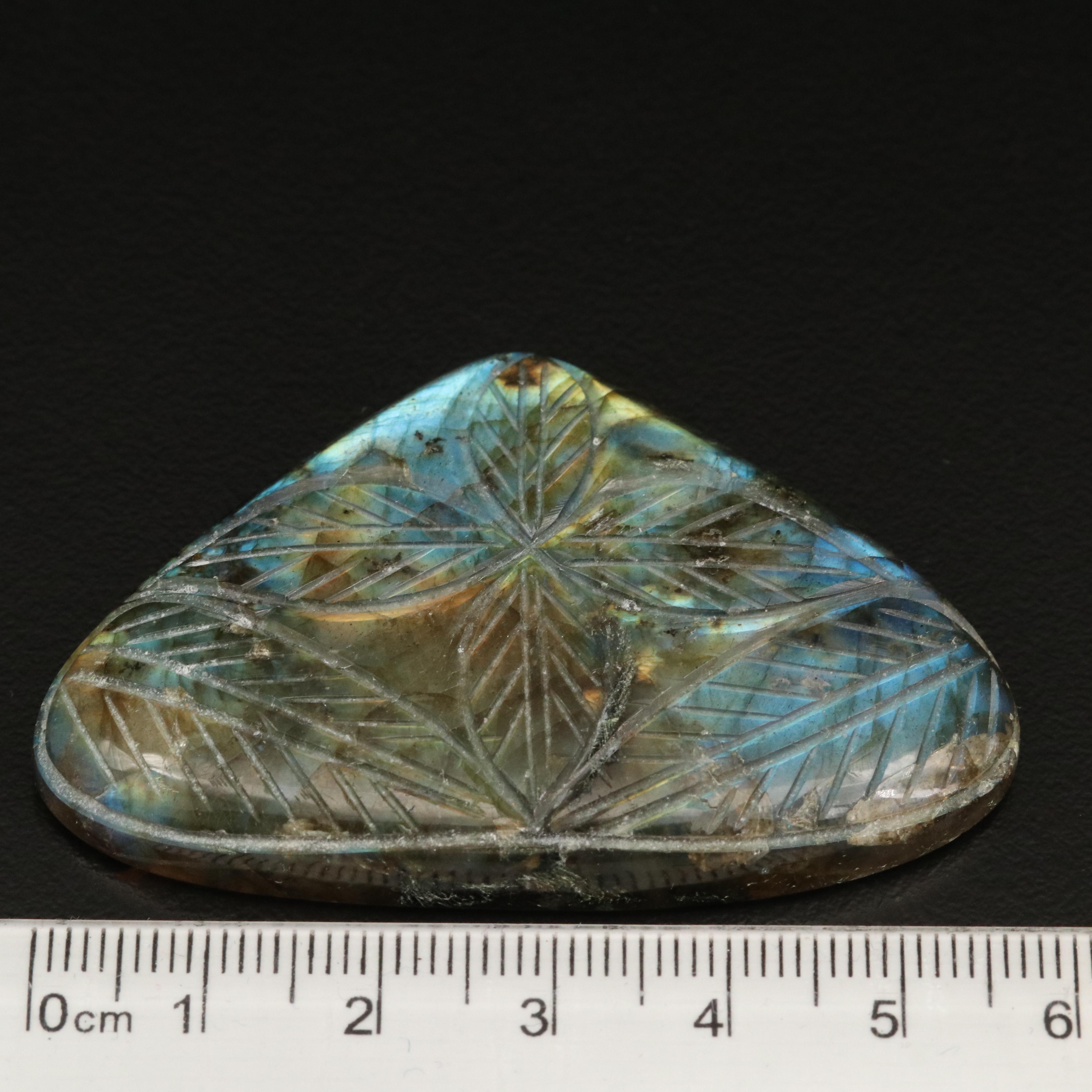 Loose Carved Labradorite Tablet