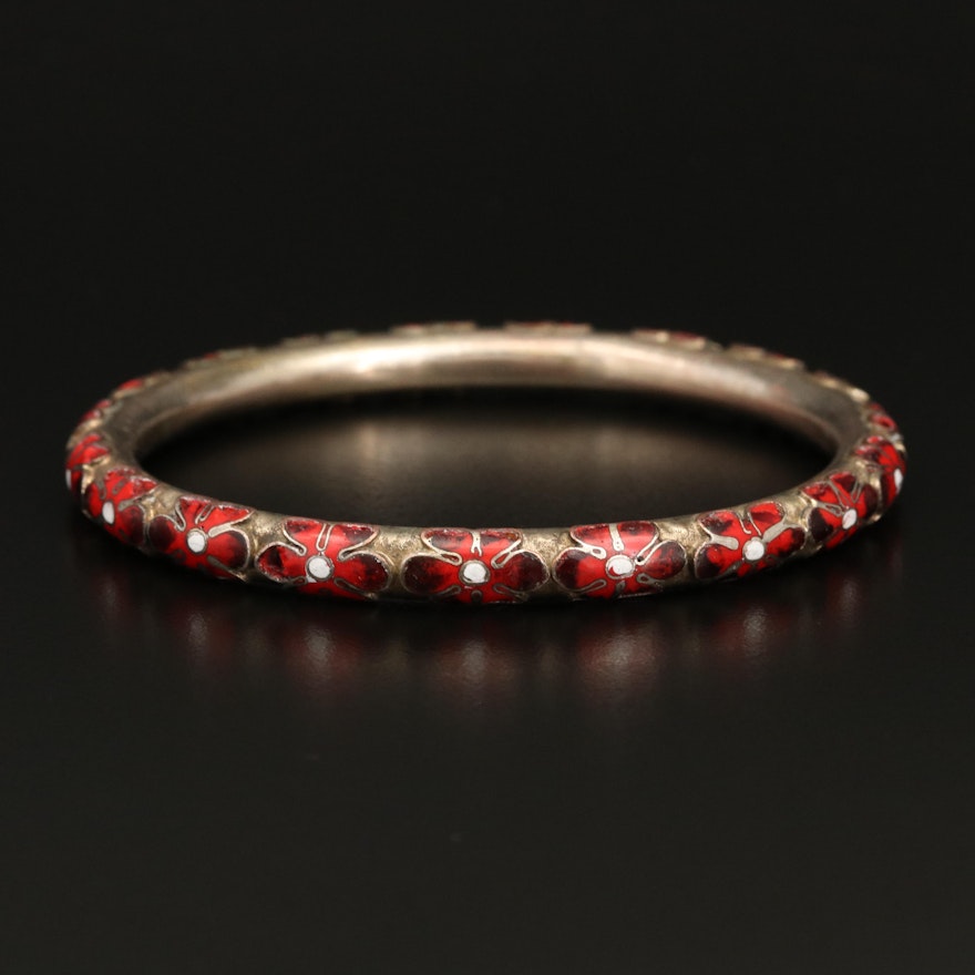 Flower Cloisonné Enamel Bangle