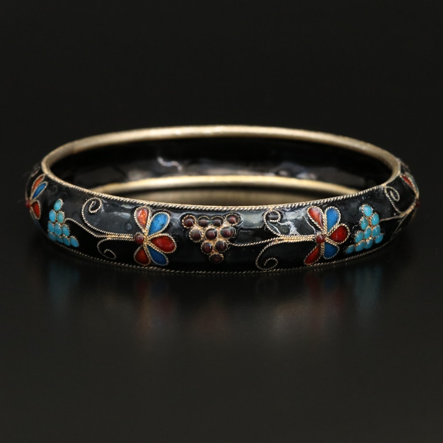 Cloisonné Bangle with Grape Cluster Pattern