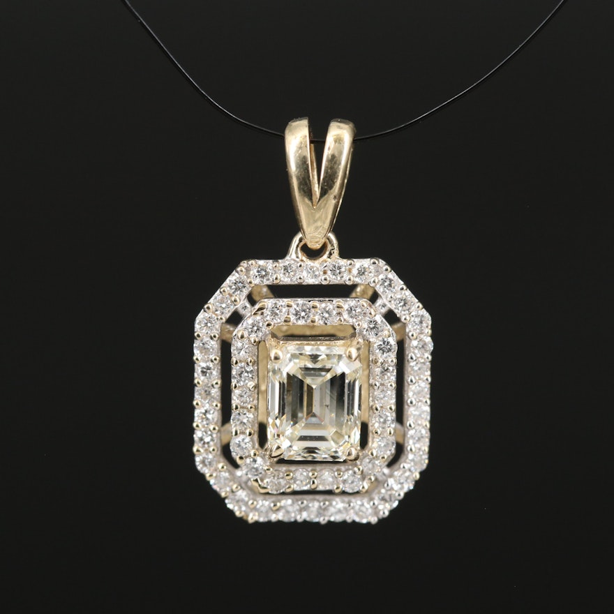 14K Diamond Double Halo Pendant