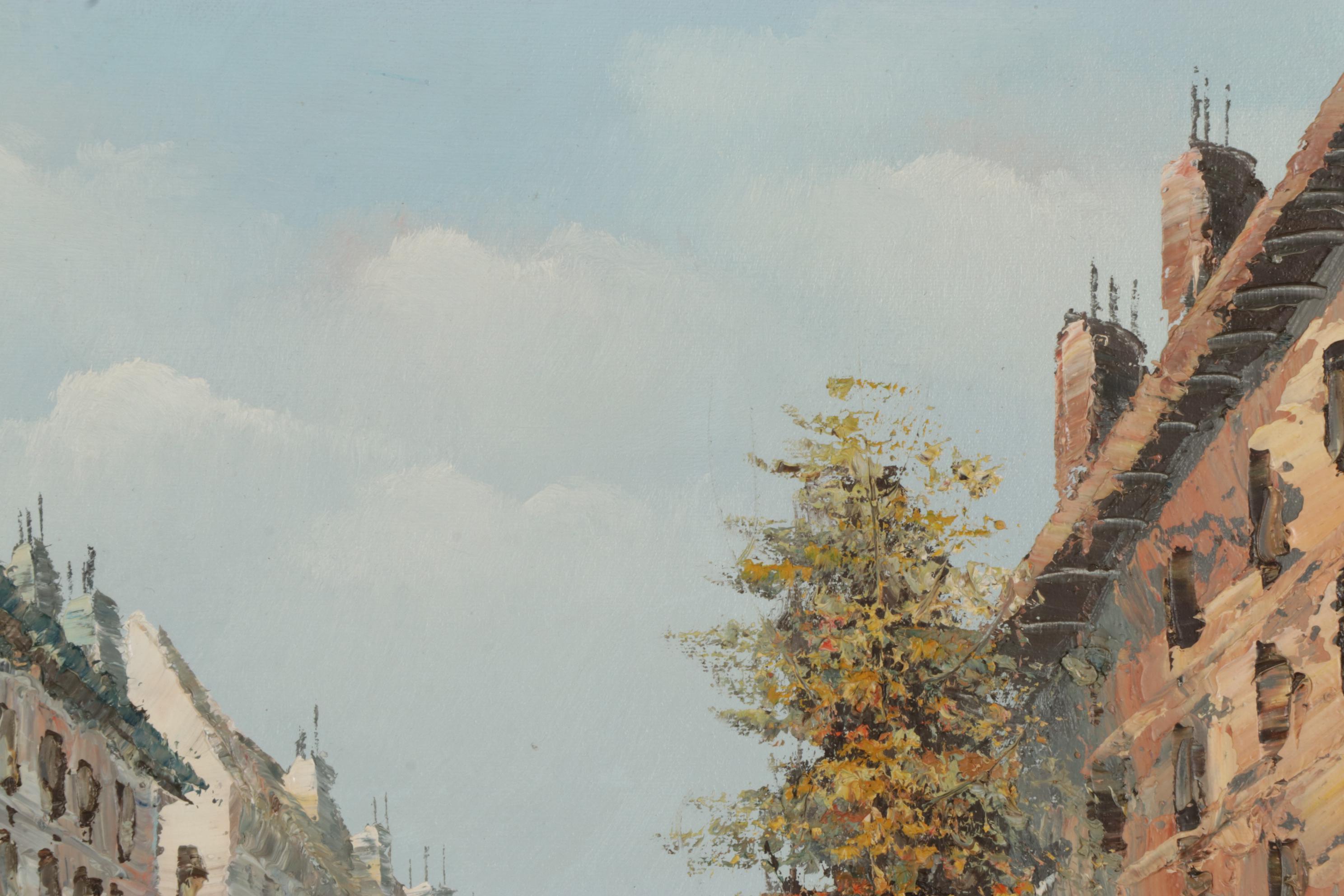 Henri Rogers Impressionist Style Parisian Street Oil Painting, Circa 2000