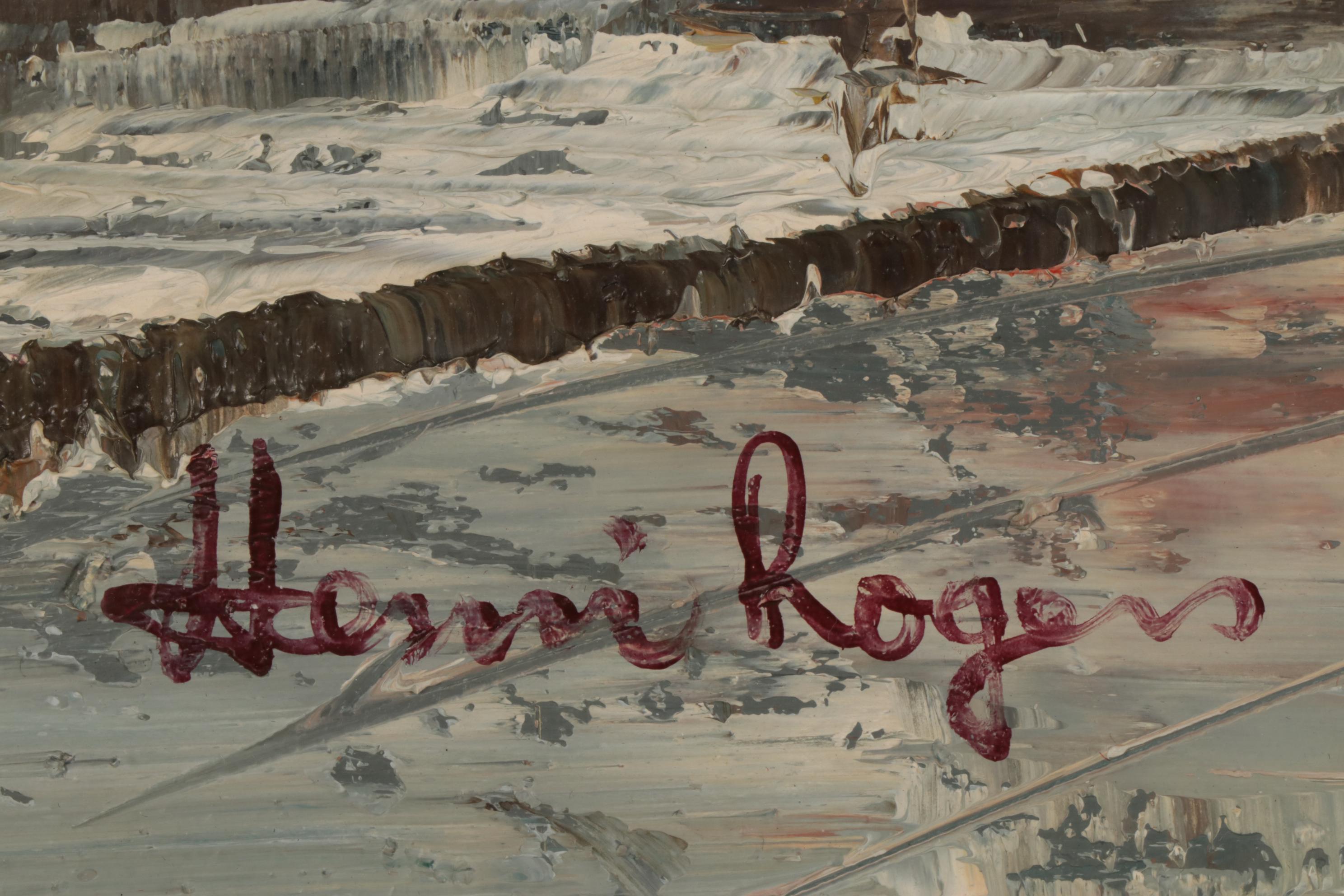 Henri Rogers Impressionist Style Parisian Street Oil Painting, Circa 2000