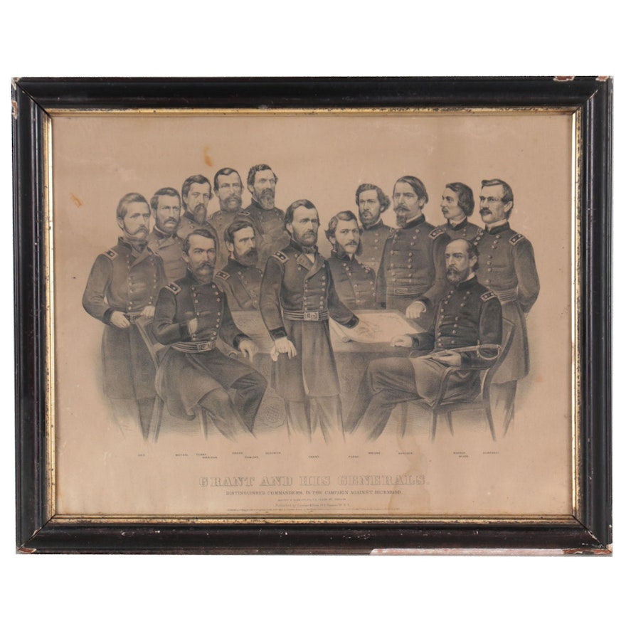 Currier & Ives Lithograph "Grant and His Generals," 1866