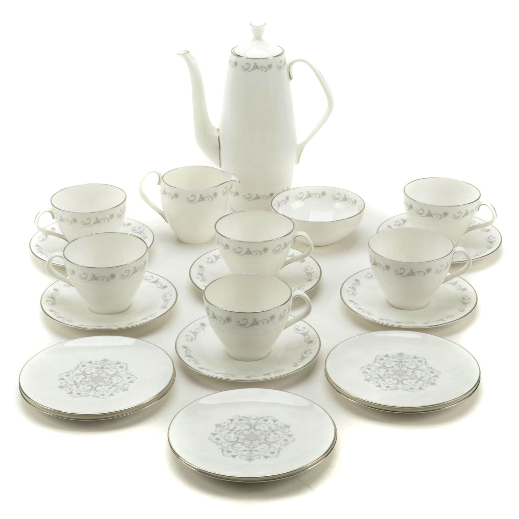 Royal Worcester "Bridal Lace" Bone China Coffee Set, 1961–1971