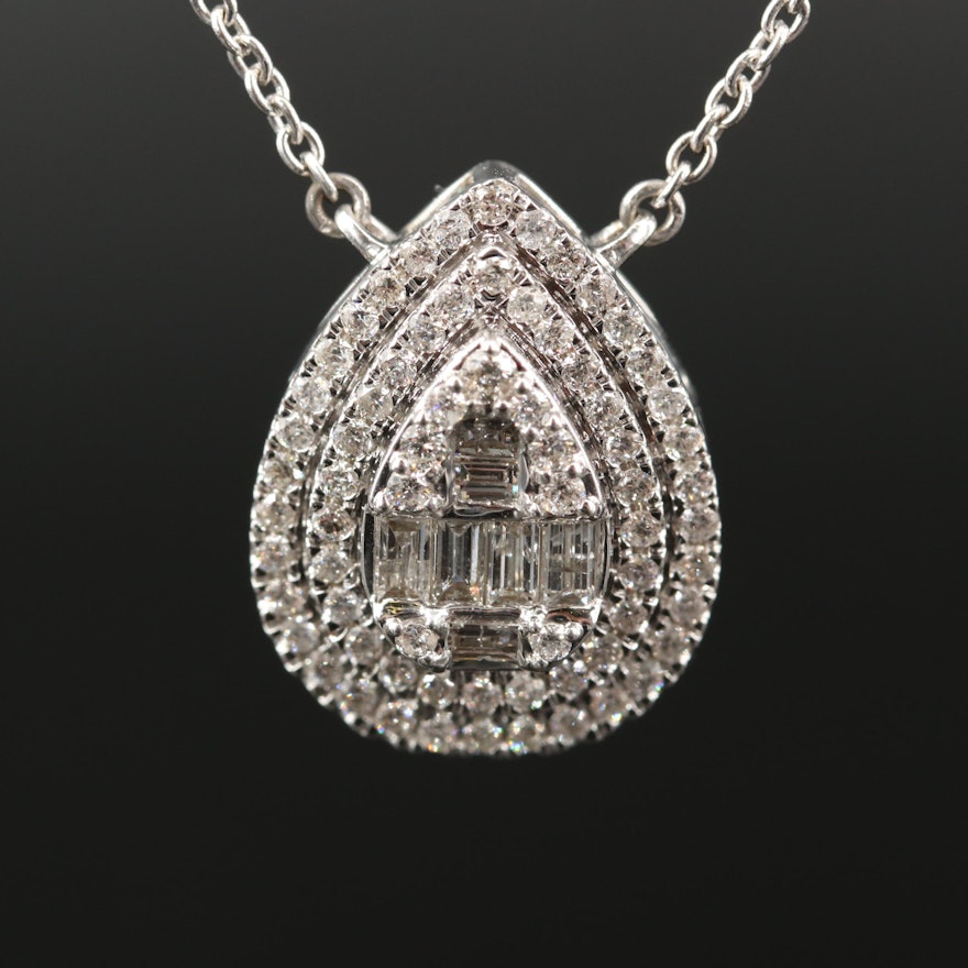 14K 1.13 CTW Diamond Teardrop Necklace