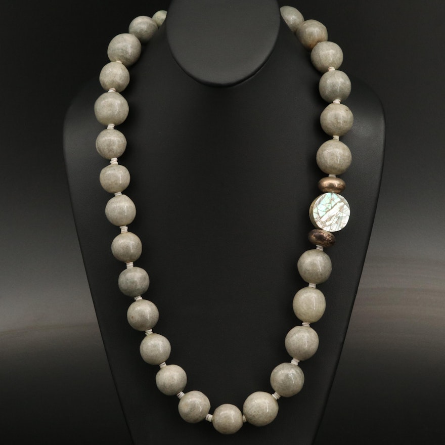 Mother of Pearl, Shell and Coral Beaded Necklace