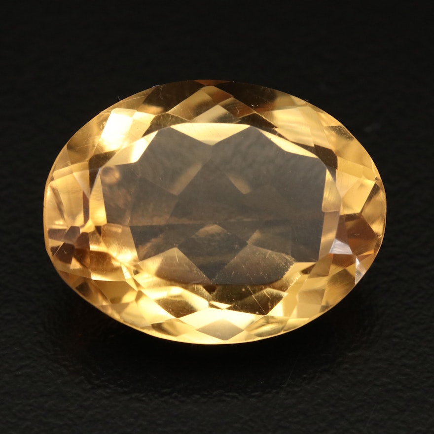 Loose 22.67 CT Oval Faceted Citrine