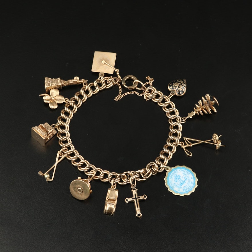 Gold-Filled Charm Bracelet with 14K and Articulated Charms