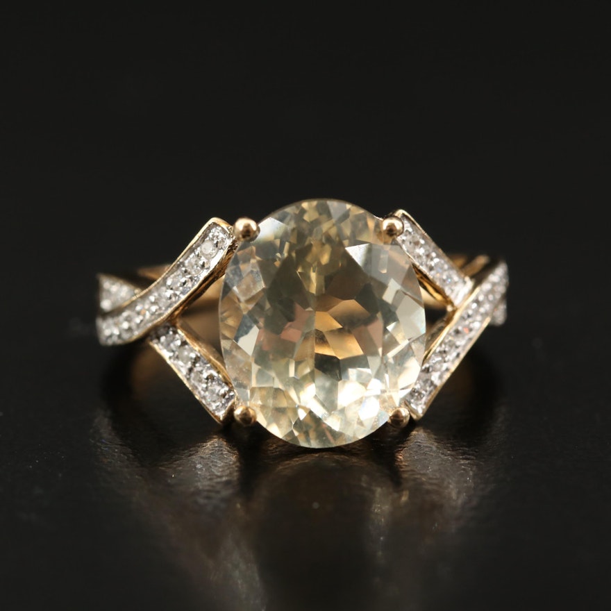 10K Feldspar and Diamond Ring