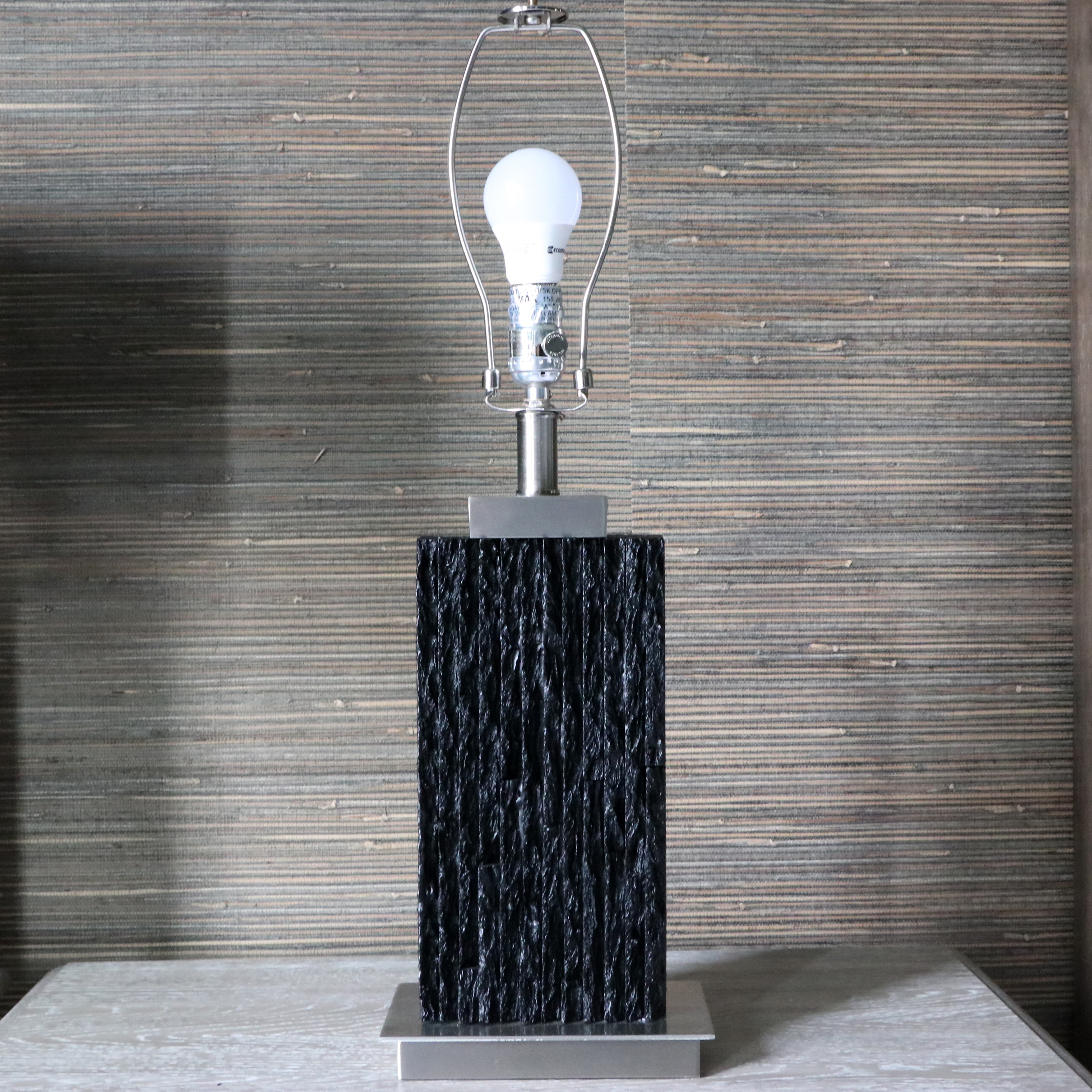 Uttermost "Pravus" Black Slate Textured Geometric Table Lamps