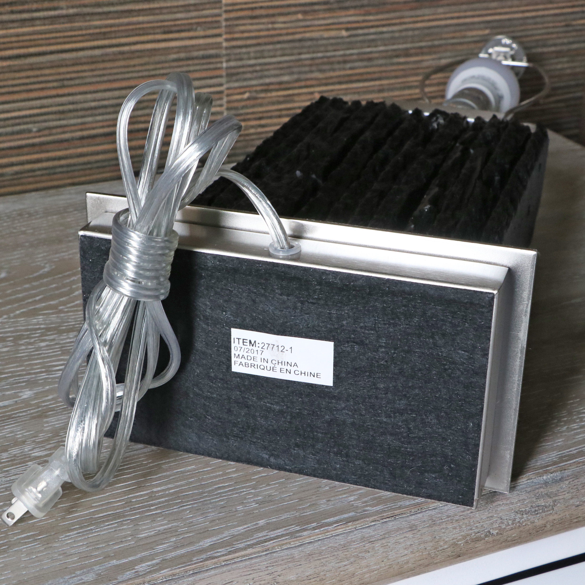 Uttermost "Pravus" Black Slate Textured Geometric Table Lamps