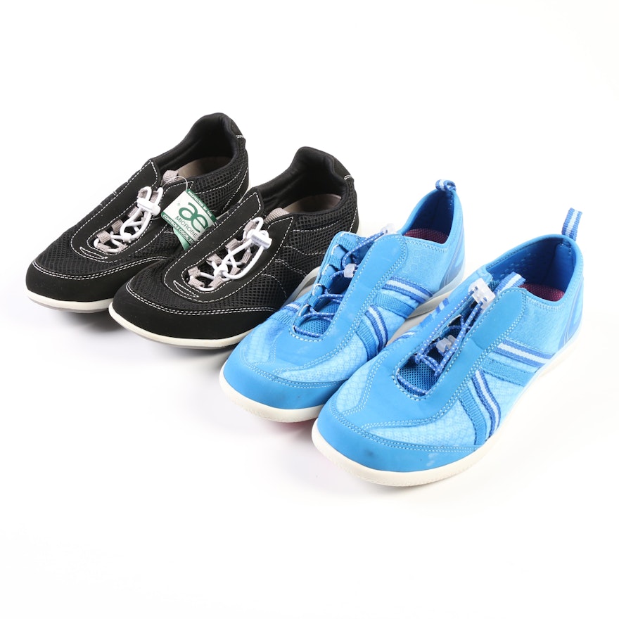 Lands' End Water Shoes in Blue and Water Oxfords in Black