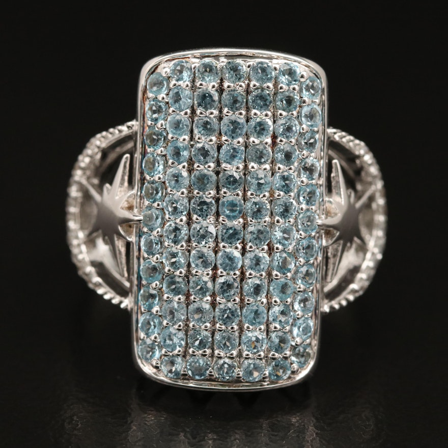 Eva LaRue Sterling Pavé Topaz and Zircon Ring with Starburst Accents