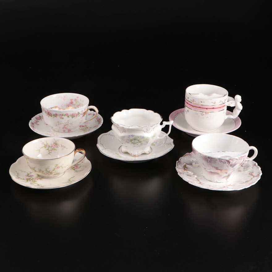 Haviland Limoges Porcelain Mustache Cups and Other Teacups, Early to Mid 20th C.