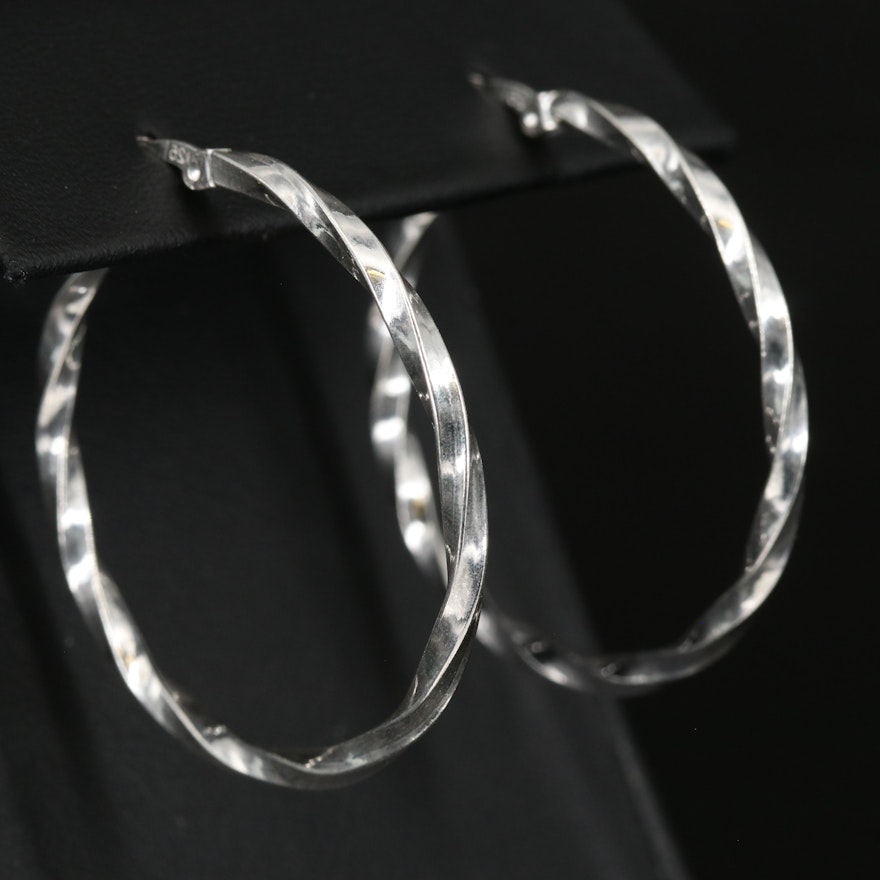 Sterling Twisted Hoop Earrings